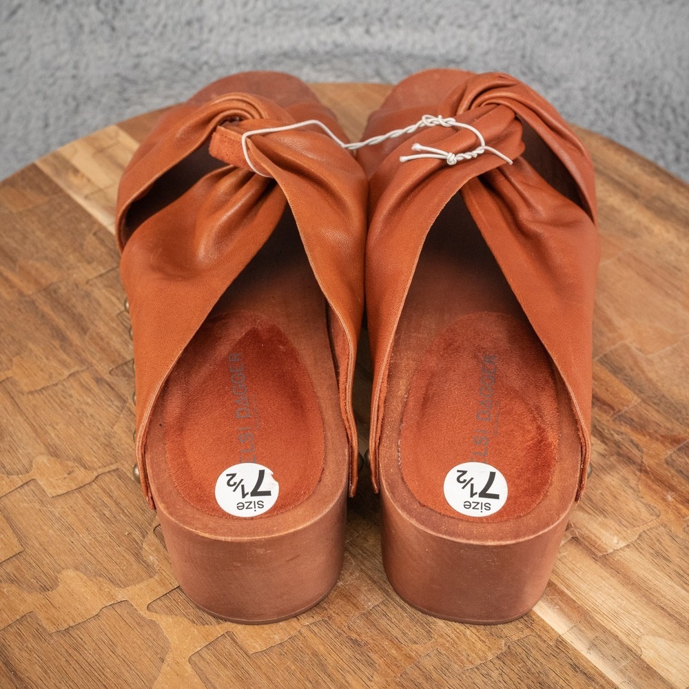 KELSI DAGGER BROOKLYN Sprinter Brown Leather Slide Sandal Size 7.5 - Picture 4 of 6